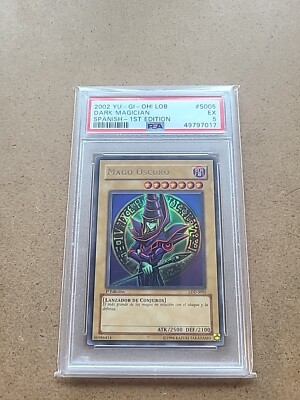 2002 Yu-Gi-Oh! Spanish LOB 1st Edition Dark Magician LDD-S005 PSA 5-image