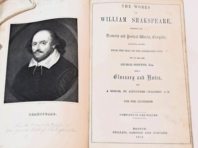 Complete William Shakespeare; Dramatic and Poetical Works (1854 1Vol Leather HC)-image