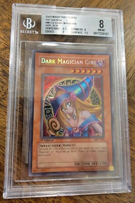 Grail! 2003 Yu-Gi-Oh! Dark Magician Girl Magician's Force 1st Edition BGS 8-image