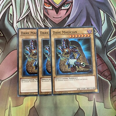 LEDD-ENA01 x3 Dark Magician Common Excellent Condition Yugioh-image