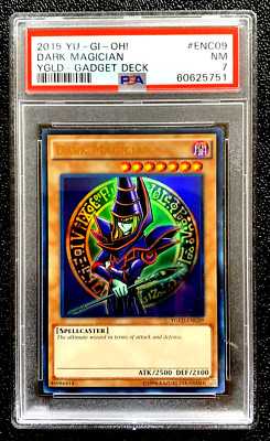 #184 PSA 7 NM 2015 DARK MAGICIAN YU.GI.OH! YGLD GADGET DECK #ENC09 QT READ BELOW-image