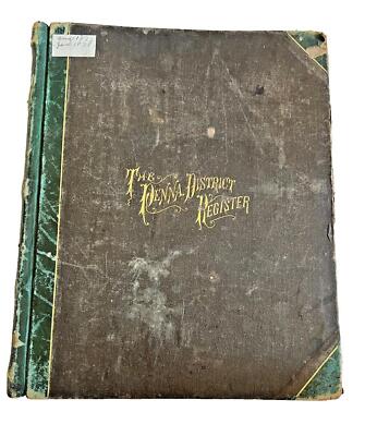 Antique 1870's Leather Bound Exeter PA School District  Ledger Book Minutes Tax-image