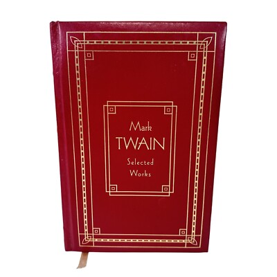 MARK TWAIN Selected Works Red Leatherbound Hardcover 1982 Tom Sawyer Huck Finn-image
