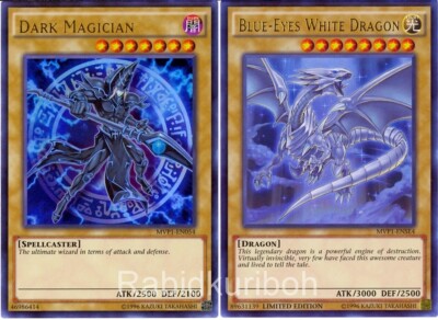 Yugioh Blue-Eyes White Dragon + Dark Magician - Ultra Rare Movie Pack 2 Card Set-image