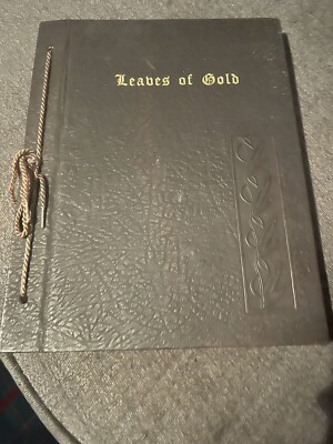 VINTAGE LEAVES OF GOLD 1948  CHRISTIAN PRAYERS PHRASES GOD LEATHER BOUND BOOK-image