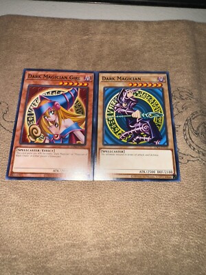 YUGIOH TCG: DARK MAGICIAN + DARK MAGICIAN GIRL - 2 CARD SET - LDK2 YGLD COMMON-image