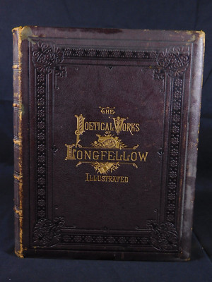 1879 Poetical Works Longfellow Illustrated Volume 1 Riverside Press Folio Book-image