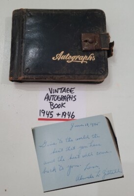 Leather Bound Autograph Book Vtg. 1945-1947 Old School All Pages Signed But 2-image