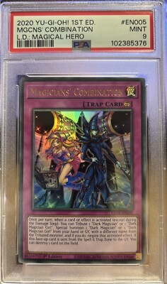 PSA 9 Yu-Gi-Oh! 1st Ed Magician’s Combination L.D. Magical Hero #EN005 Ment -image