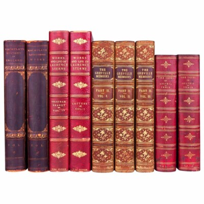 1 Foot Antique Leather Book Set CHOOSE COLOR - Home Decor  / Staging / Design-image