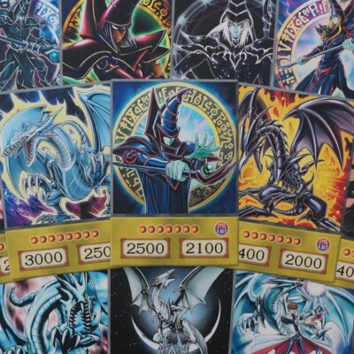 Yu-Gi-Oh Anime Style Cards Alternate Art Dark Magician Blue Eyes Red Eyes Dragon-image