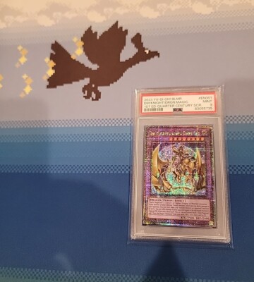 PSA 9 Yugioh Card Dark Magician Knight of Dragon Magic DUNE-EN001 Quarter Centur-image