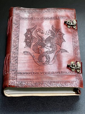 Large Red Dragon Embossed Leather Bound 300 Page Sketchbook Notebook With Clasps-image