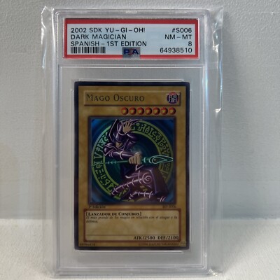 Yugioh Dark Magician 1st Edition Spanish PSA 8 Mint-image