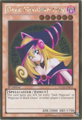 Yugioh! HP Dark Magician Girl - PGLD-EN033 - Gold Rare - 1st Edition Heavily Pla-image