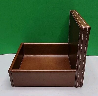 Vintage Weighted Leather Bound Bookend & Trinket Tray. Weighs 12 lbs-image