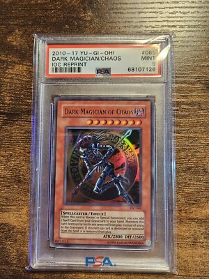 2010 -17 Yugioh Dark Magician of Chaos IOC reprint psa 9. Slab has crack on back-image