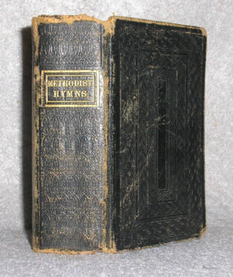 Antique Leather Prayer Book Methodist Miniature Hymnal Hymns Collection 1847-image