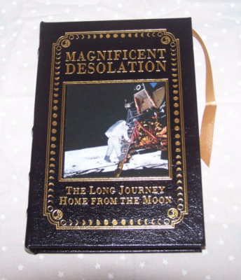 Buzz Aldrin autograph leather bound book, Magnificent Desolation-image
