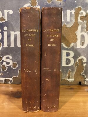 Beautiful William Goldsmith's Roman History, Full Leather, 1789 Two Volume Set-image