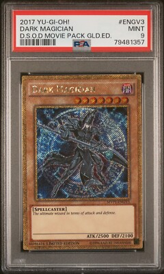 Yu-Gi-Oh! GOLD EDITION PSA 9 MVP1-ENGV3 DARK MAGICIAN MOVIE PACK D.S.O.D.-image