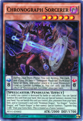 Yugioh! LP Chronograph Sorcerer - PEVO-EN002 - Ultra Rare - 1st Edition Lightly -image