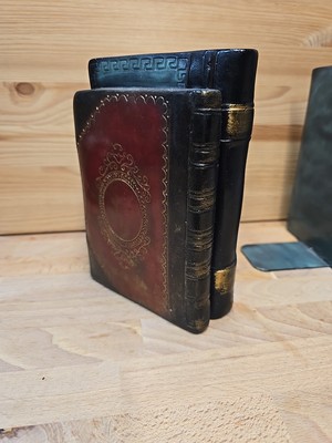 📚 Vintage Pair BORGHESE Faux Leather Bound Books Bookends 7