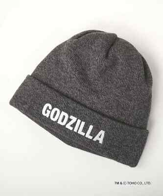 GODZILLA × CA4LA collaboration LOGO KNIT CAP BLACK x GRAY Japan New-image