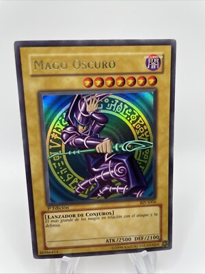 YuGiOh! Yu Gi Oh Dark Magician 1st Ed Ultra Rare BIY-S006 Spanish Mago Oscuro LP-image