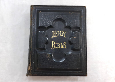 Antique Family Bible 1892 Pronouncing Parallel Pictorial Leather Bound-image