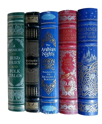 Barnes Noble Leatherbound Book Lot Hans Christian Grimm Arabian Night SEALED NEW-image