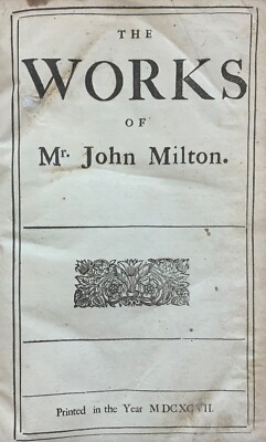 1697 Works of Mr. John Milton First Edition of Collected Works Finely Bound-image
