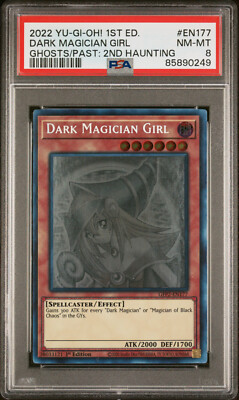 2022 YUGIOH 1ST ED GFP2-EN177 DARK MAGICIAN GIRL GHOST RARE PSA 8 NM #85890249-image