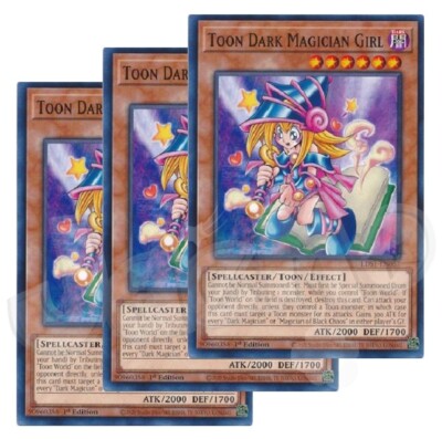 Yugioh Toon Dark Magician Girl x 3 - 1st Edition NM - Plus Free Holographic Card-image