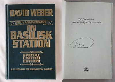 Signed ON BASILISK STATION David Weber HONOR HARRINGTON LEATHERBOUND HARDCOVER-image
