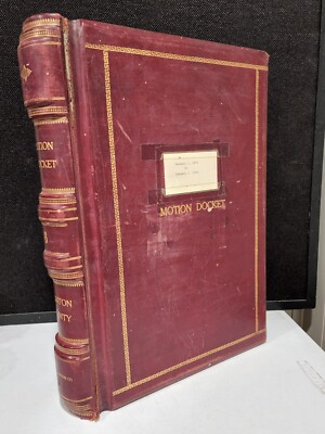 1955 CLINTON COUNTY MISSOURI HUGE LEATHER BOUND MOTION DOCKET COURT LEDGER BOOK-image
