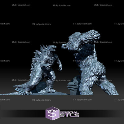 Godzilla vs. King Kong Diorama Sculpture Statue Model Kit Unpainted/Unassemble  -image