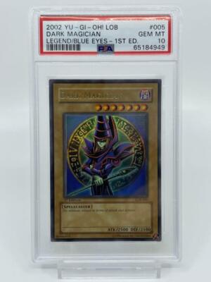 PSA 10 YU-GI-OH LEGEND OF BLUE EYES 1ST EDITION WAVY ULTRA LOB-005 DARK MAGICIAN-image
