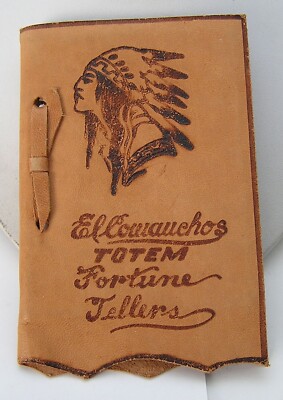 Leather Bound 1923 El Comancho Totem Fortune Tellers Book Jackson Hole Souvenir-image