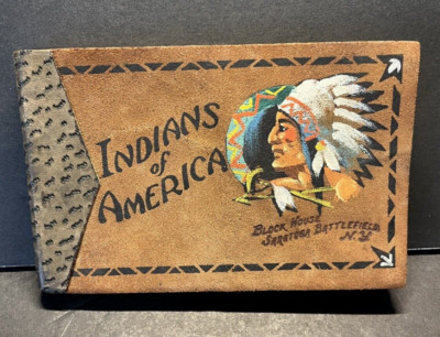 1935 Book INDIANS OF AMERICA Leather Bound - Saratoga Battlefield NY Souvenir-image