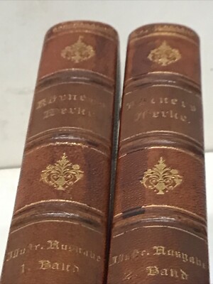 1890 Leather 2 Vol. Theodor Körner s sämmtliche Werke. Erste illustrierte Ausgab-image