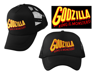GODZILLA KING OF ALL MONSTERS Black Trucker Hat Vintage Style Kaiju Rodan Sci-Fi-image