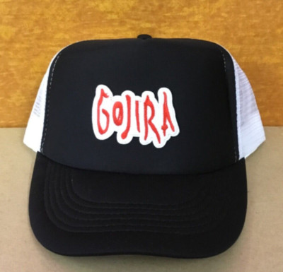 Retro GOJIRA Black/White Adjustable Snapback Trucker Mesh Hat Cap Heavy Metal-image