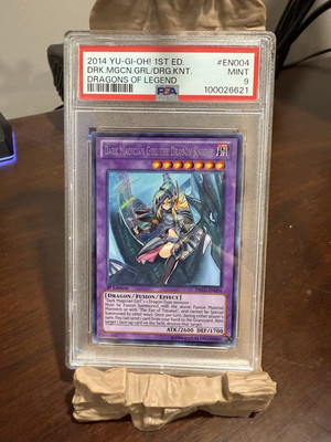 Yugioh MINT PSA 9 Dark Magician Girl The Dragon Knight DRLG-EN004 Secret-image