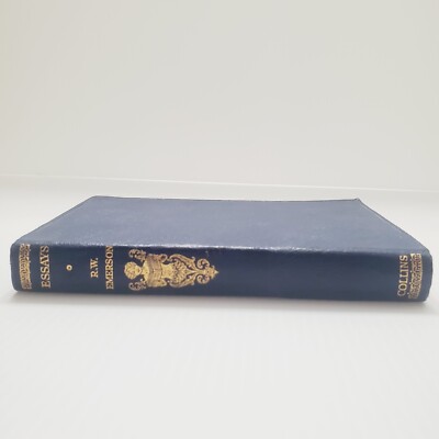 Antique Classic Essays of Ralph Waldo Emerson Vintage Book Leather Gold Pocket-image