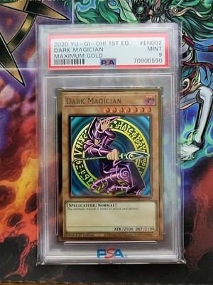 2020 Yu-Gi-Oh! 1st Edition Dark magician Maximum Gold MAGO-EN002 PSA 9-image