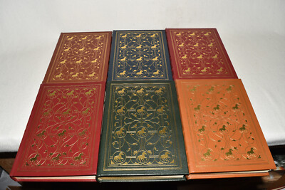 Easton Press 6V HORSE SET BLACK BEAUTY RED PONY VELVET CHINCOTEAGUE 1ST LEATHER!-image