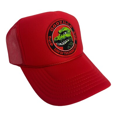 NEW GODZILLA CLASSIC RED HAT 5 PANEL HIGH CROWN TRUCKER SNAPBACK VINTAGE-image