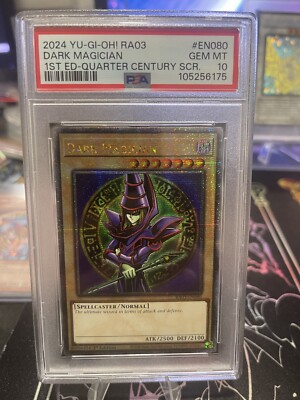 YuGiOh! Dark Magician - RA03-EN080 - Quarter Century Secret Rare - PSA 10-image