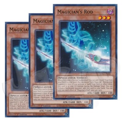 Yugioh - Magician's Rod x 3 - 1st Edition NM - Plus Free Holographic Card-image